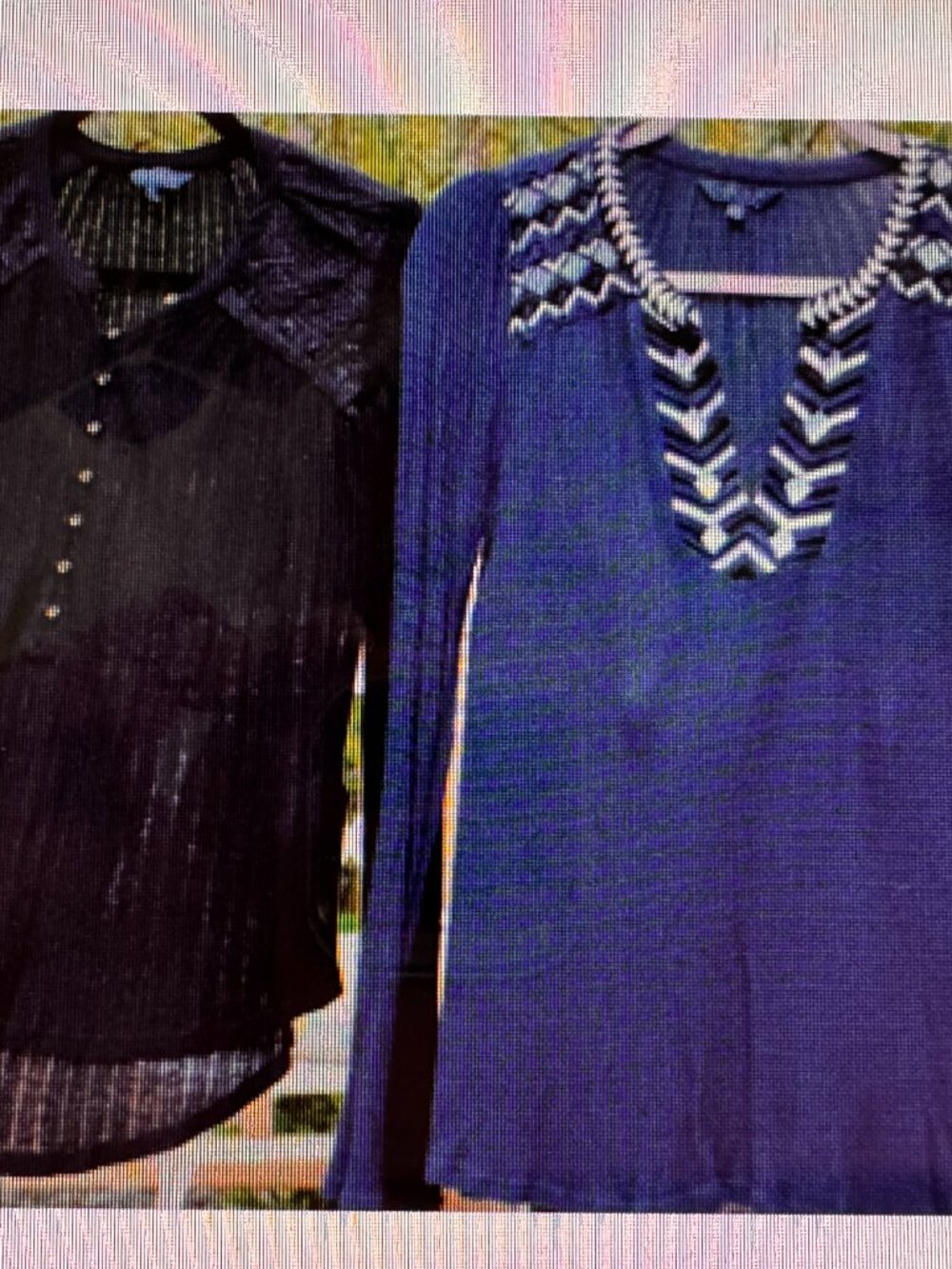 Lucky Brand Bundle of 2 Women Blouses XS Dark navy blue & Black Long Sleeves